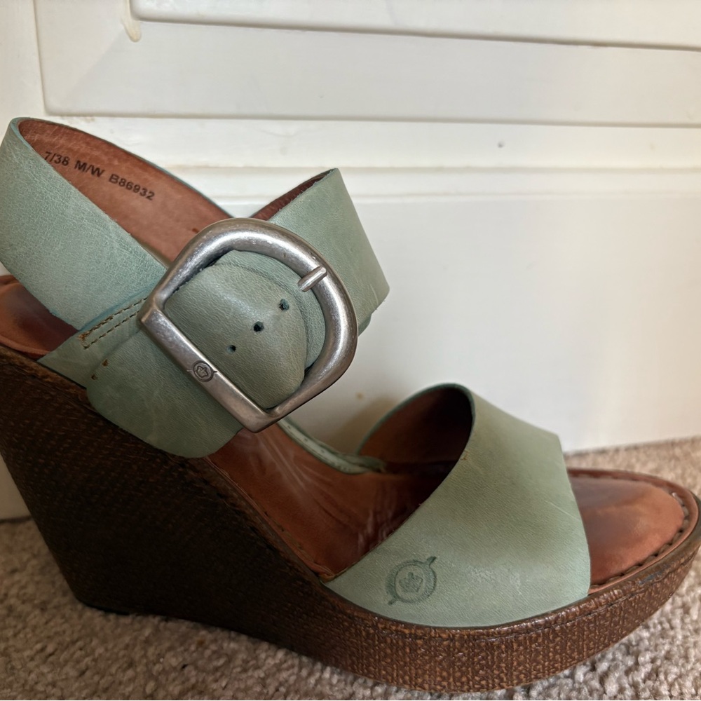 Born Mint Green Wedge Sandals